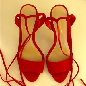 Red Loeffler Randall heels, size 8